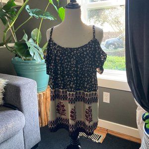 Cute Floral Cold-Shoulder Top, Women's L